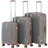 PROVITERA Set 3 Valigie Rigide in ABS, Valigia Rigida 38-59 - 90 Litri, Manico Telescopico, Ruote Easy Roll, Trolley Resistente e Leggero da Viaggio, Bagaglio a Mano (Grigio Chiaro)