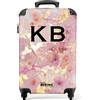 NoBoringSuitcases.com Valigia Bagaglio a Mano 55x40x20 cm, Trolley 10 kg Personalizzabile (Marmo - Rosa-Dorato)