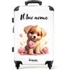 NoBoringSuitcases.com Valigia Bambini, Valigia Grande, Valigia Personalizzabile, Trolley Bambina, Valigia Per Bambini, Con TSA, Valigia Grande 23 kg (67 cm - 72 L), (Cane - Marrone-Bianco)