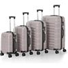 Juskys set di valigie rigide 4 pezzi - lucchetto a combinazione, ruote silenziose a 360°, grande, manico telescopico, leggero - valigie in champagne