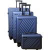Namira Travel Set di Valigie Rigide in ABS con Beauty Case | 20"-24"-28" + Beauty 14" | 8 Ruote 360°, Trolley con Chiusura Incassata, Maniglia con Logo, Fodera 210D | Leggere e Resistenti (Blu)