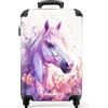 NoBoringSuitcases.com Valigia Trolley Bambini, Bagaglio a Mano 55x40x20 cm (Cavallo - Viola-Rosa)