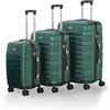 Juskys Set valigie rigide 3 pezzi - ABS - con ruote girevoli, lucchetto a codice e manico telescopico - trolley da viaggio - colore verde scuro