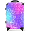 NoBoringSuitcases.com Valigia Bambini, Valigia Grande, Trolley Bambina, Valigia Per Bambini, Serratura TSA, Valigia Bambina Trolley, Valigia Grande 23 kg (67 cm - 72 L), (Motivo a stelle - Viola-rosa)