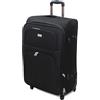 R.Leone Valigia EXTRA LARGE 85x52x35 Ultra Grande Espandibile XXL 4 ruote in stoffa 214 (Extra Large 85x52x35 cm, Nero)