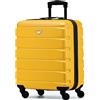 Flight Knight Set di 2 Valigie Rigide in ABS Leggere a 4 Ruote - Bagaglio a Mano Da Cabina Approvato per Compagnie Aeree Come BA E Dimensioni Massime per Easyjet, 56x45x25cm, Giallo/Nero