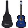 vidaXL Chitarra Classica per Principianti con Custodia Blu 3/4 36