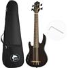 Batking Ukulele basso fretted 4 corde uku basso elettrico con custodia (mano sinistra nera)