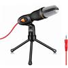 Gutecomuik Microfono con Supporto per Microfono, Microfono a Condensatore Professionale con Jack da 3,5 mm per Registrazione di Podcast, Chat su Skype, Giochi, YouTube, Voice Over e Streaming