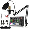 Generic Set di microfoni per podcast, BM-800 Set di microfoni a condensatore con kit scheda audio F998 live, set di attrezzature per podcast con cambiavoce e funzioni di mixaggio