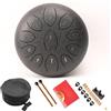 Surwin Steel Tongue Drum 8 Pollici 11 Note Rain Drum, Portatile Handpan con Bacchette per Tamburi e Borsa, Chakra Drum Tamburo Pioggia Drum per Meditazione Healing Yoga (Nero)