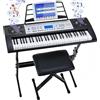 LIFERUN Tastiera con 61 tasti, tastiera digitale per pianoforte, con supporto, sgabello, 500 suoni e modalità di insegnamento a 3 livelli, doppio altoparlante, schermo LCD, tastiera elettronica per
