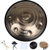 ORJDWJ Tamburo Handpan in acciaio 432Hz/440Hz 22 pollici Re minore con borsa per tamburo handpan, 2 bacchette per test tamburo handpan, strumento musicale pan in acciaio per adulti,
