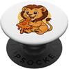 Lion Eating Pizza Graphic Design Divertente Leone Mangiare Pizza Grafica Ragazzi Ragazze Lion Lover PopSockets PopGrip Adesivo