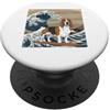 Basset Hound Puppy Lover PS Basset Hound giapponese Kanagawa Wave Surf amante dei cani PopSockets PopGrip Adesivo