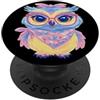 Kawaii Whimsical Pastel Woodland Bird Gr Blue Owl ritratto amante degli animali grafico occhiali rosa fiocco PopSockets PopGrip Adesivo