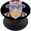 Kawaii Whimsical Space Creature Graphics Blu Alien Ritratto Fantasy Personaggio Grafico Grandi Occhiali PopSockets PopGrip Adesivo