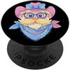Kawaii Mustache Blue Face Whimsy Studio Carino Cowboy Personaggio Western Ritratto Rodeo Divertente Grafica PopSockets PopGrip Adesivo