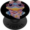 Kawaii Whimsical Pastel Amphibian Face G Blue Frog Ritratto Amante Animali Grafica Occhiali Rosa Floreale PopSockets PopGrip Adesivo