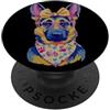 Kawaii Whimsical Pastel Shepherd Face Gr Simpatico pastore tedesco amante degli occhiali rosa con grafica gialla PopSockets PopGrip Adesivo