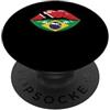Souvenirs Brazilian Lover Gifts Lips Half Trinidad Brazilian Roots Brazil PopSockets PopGrip Adesivo