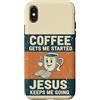 Faith & Purpose Christian Collective Custodia per iPhone X/XS Caffè Gesù Cristiano Lettore Libro Amante Umorismo Retro