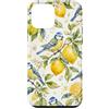 Botanical Citrus Lemon Cute Titmouse Bir Custodia per iPhone 12 mini Modello di uccello della frutta del limone della cincia blu eurasiatica dell'acquerello