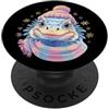 Kawaii Whimsical Pastel Barnyard Face Gr Blue Pig Ritratto Animale Amante Grafica Giallo Occhiali Floreali PopSockets PopGrip Adesivo