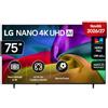 LG NANO Smart TV 4K UHD AI 75 pollici Serie NU8E 75NU8E0B3LA, Smart TV 4K, Processore con Nano Detail Enhancer, AI Chatbot, AI Concierge, HDR10 Pro, FILMMAKER Mode, Design Linear Flow, 3 HDMI, TV 2026