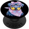 Kawaii Whimsical Pastel Puppy Face Graph Blue Dog Portrait Dog Lover Graphic Occhiali Rosa Floreale PopSockets PopGrip Adesivo
