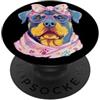 Kawaii Whimsical Pastel Puppy Face Graph Blue Dog Portrait Dog Lover Graphic Occhiali Rosa Floreale PopSockets PopGrip Adesivo