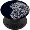 Floral Boho Line Art Drago Fiori Line Art Minimalista Bianco Splash PopSockets PopGrip Adesivo