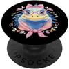 Kawaii Whimsical Pastel Lizard Face Grap Blue Iguana Ritratto Rettile Amante Grafica Occhiali Rosa PopSockets PopGrip Adesivo