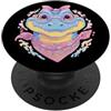 Girly Reptile Lover Whimsical Portrait G Carino coccodrillo coccodrillo rettile personaggio grafico blu PopSockets PopGrip Adesivo