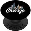 Chicago City Co Chicago Skyline Architettura Retro Deep Dish Pizza River PopSockets PopGrip Adesivo