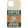 Faith & Purpose Christian Collective Custodia per iPhone 14 Plus Caffè Gesù Cristiano Lettore Libro Amante Umorismo Retro