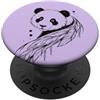 Floral Boho Line Art Panda Fiori Piume Line Art Minimalista Splash PopSockets PopGrip Adesivo