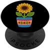 Retro Chic Crochet-Style Prints Shapes M Retro Crochet-Style Girasole Fioriera Stampa Forme Mania PopSockets PopGrip Adesivo