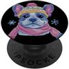 Whimsical Pastel Pup Face Animal Graphic Ritratto invernale carino Bulldog amante dei cani grafica giallo rosa PopSockets PopGrip Adesivo