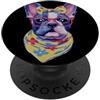 Kawaii Whimsical Pastel Pet Face Graphic Simpatico ritratto bulldog amante dei cani grafico occhiali rosa floreale PopSockets PopGrip Adesivo