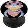 Kawaii Whimsical Pastel Amphibian Face G Carino rana ritratto amante degli animali grafica rosa occhiali floreale PopSockets PopGrip Adesivo