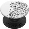 Floral Boho Line Art Lupo Fiori Line Art Minimalista Splash Lupi PopSockets PopGrip Adesivo