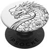 Floral Boho Line Art Drago Fiori Line Art Minimalista Splash PopSockets PopGrip Adesivo