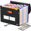 Sooez Organizer per documenti a fisarmonica, con 12 tasche, espandibile, per fogli formato A4/lettera, organizer portatile per ricevute mensili, con etichette per ufficio, casa, scuola