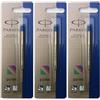 Parker - 3 refill per penna a sfera Quink, punta fine, colore blu