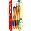 STABILO - Penna a Sfera - pointball | Pack da 4, Blu/Nero/Rosso/Verde
