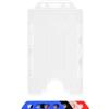 CKB LTD® - Porta badge double face verticale in plastica rigida, formato verticale, può contenere due carte, formato CR80, 86 mm x 54 mm, formato carte di credito (trasparente, confezione da 100)