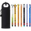 LEGAMI - Set di 7 penne gel cancellabili + astuccio Penguin 2 in 1 - con inchiostro cancellabile termosensibile, gamma di colori dell'inchiostro e disegni a botte, punta da 0,7 mm