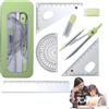 Flkiglm Set bussola goniometro righello, set bussola e goniometro,Set di kit geometrici con scatola portaoggetti infrangibile - Forniture per studenti Kit bussola da disegno e goniometro per studenti e ingegn