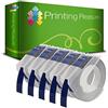 Printing Pleasure 5 Blu Nastri a rilievo S0898140 Etichette per Dymo Junior S0717900 & Omega S0717930 Etichettatrici | 9mm x 3m | plastica | stampa bianca su blu